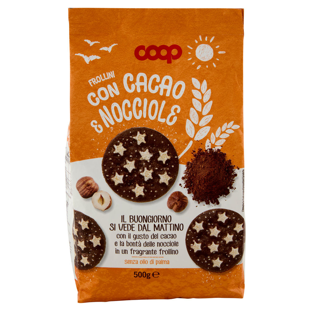 BISCOTTI FROLLINI CON CACAO E NOCCIOLE COOP SACCHETTO GR.500 NO PALMA - 10