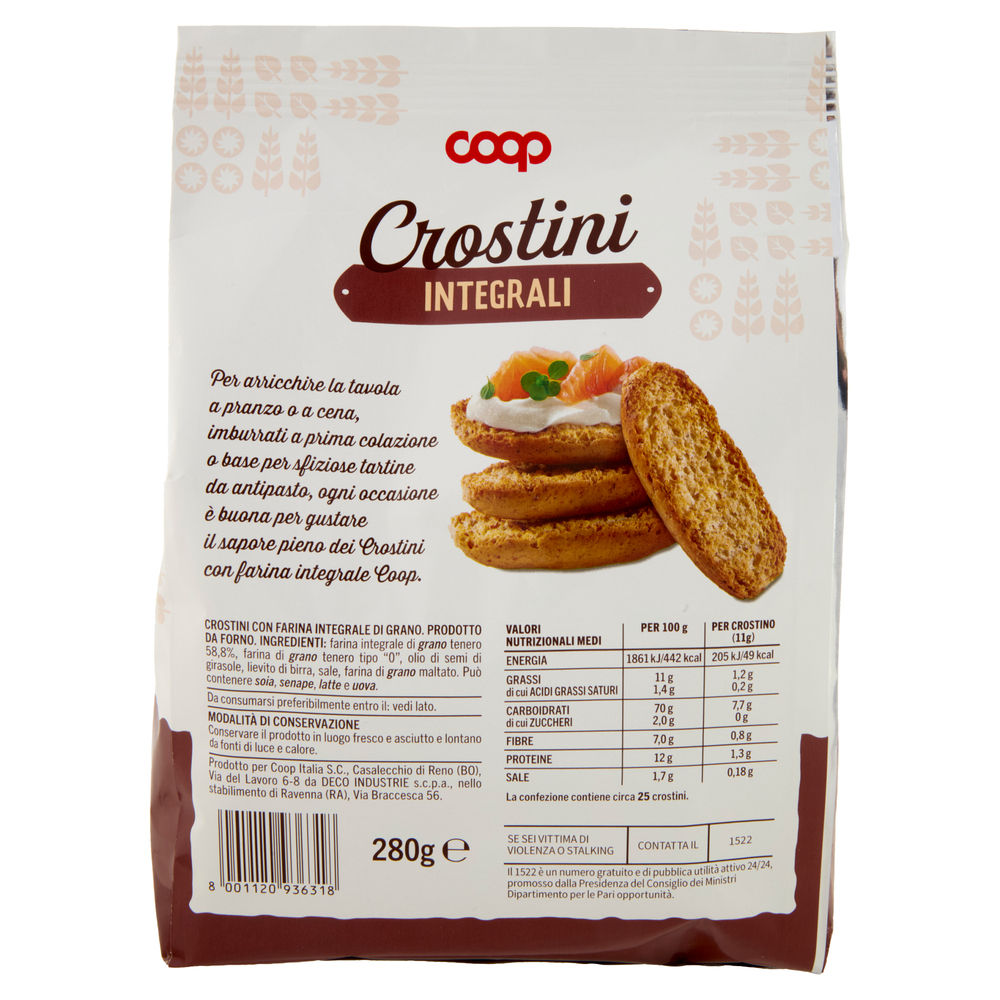 CROSTINI CON FARINA INTEGRALE COOP SACCHETTO G 280 NO PALMA - 1