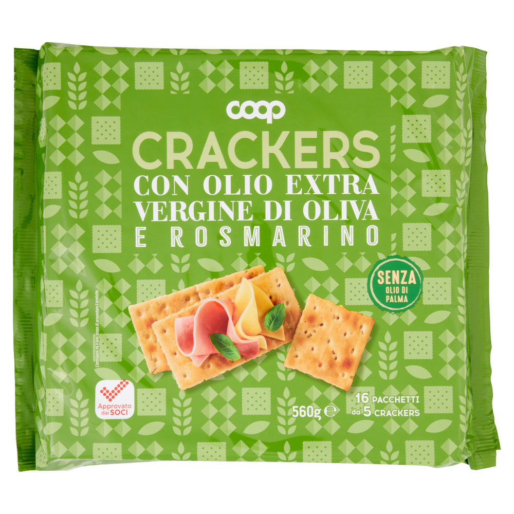 CRACKERS C/OLIO EXTRA VERGINE DI OLIVA  E ROSMARINO COOP INCARTO G 560 NO PALMA - 2