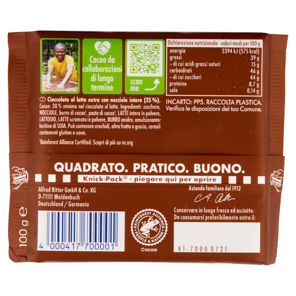TAVOLETTA RITTER SP NOCCIOLE INTERE INCARTO G 100 - 1