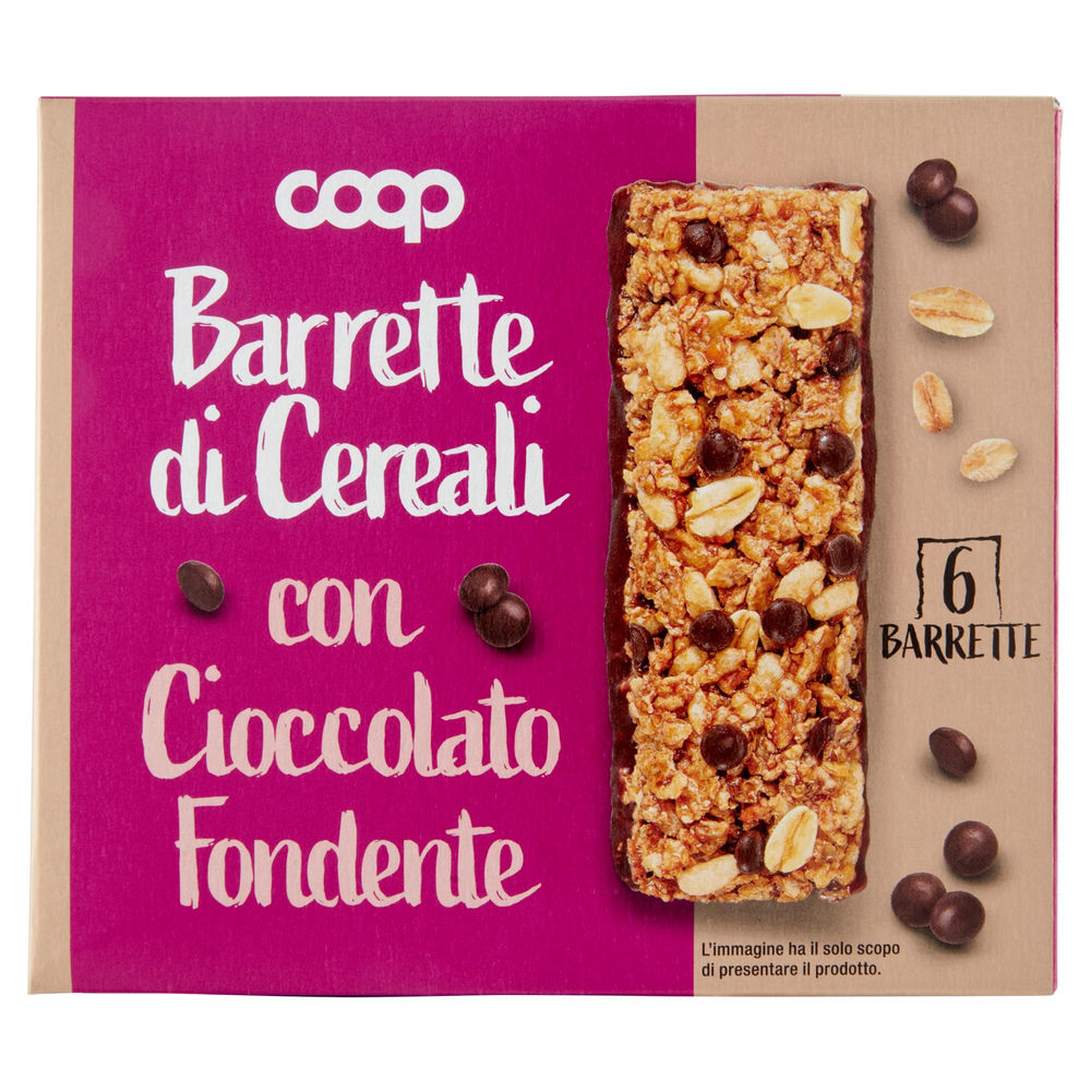 Barrette di cereali con cioccolato fondente coop no palma scatola pz.6xg126