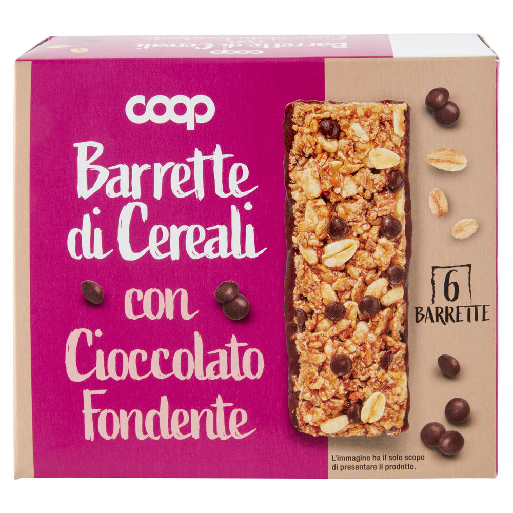 BARRETTE DI CEREALI CON CIOCCOLATO FONDENTE COOP NO PALMA SCATOLA PZ.6XG126 - 4