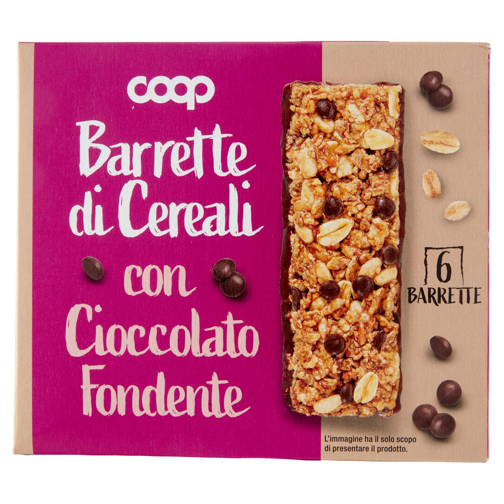 BARRETTE DI CEREALI CON CIOCCOLATO FONDENTE COOP NO PALMA SCATOLA PZ.6XG126 - 5