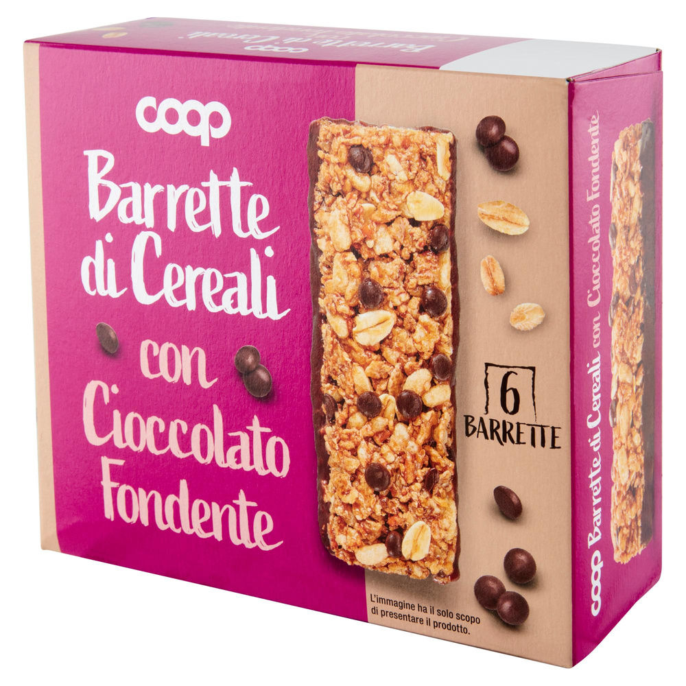 BARRETTE DI CEREALI CON CIOCCOLATO FONDENTE COOP NO PALMA SCATOLA PZ.6XG126 - 8