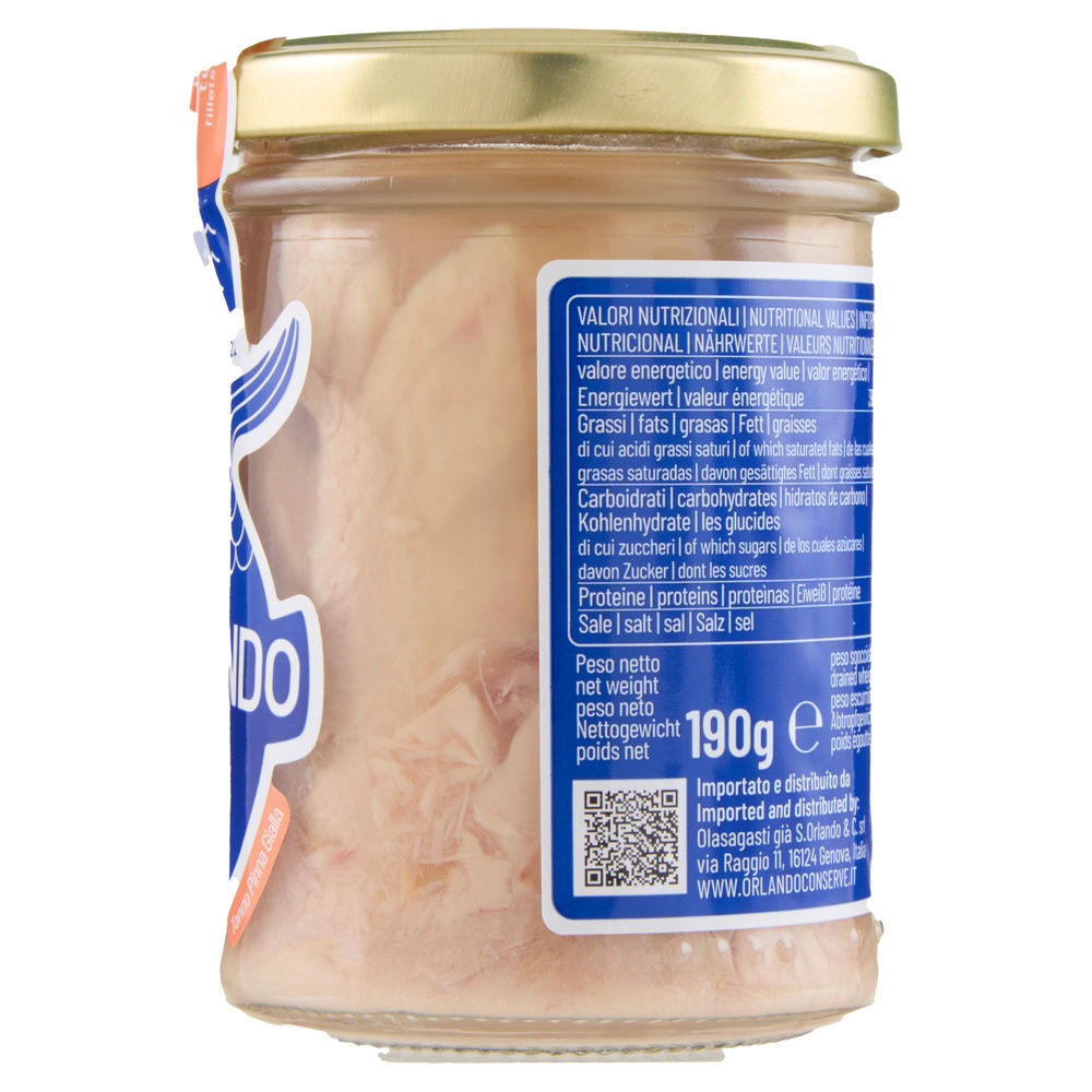 FILETTI DI  TONNO AL NATURALE ORLANDO VASO VETRO G 140 - 11