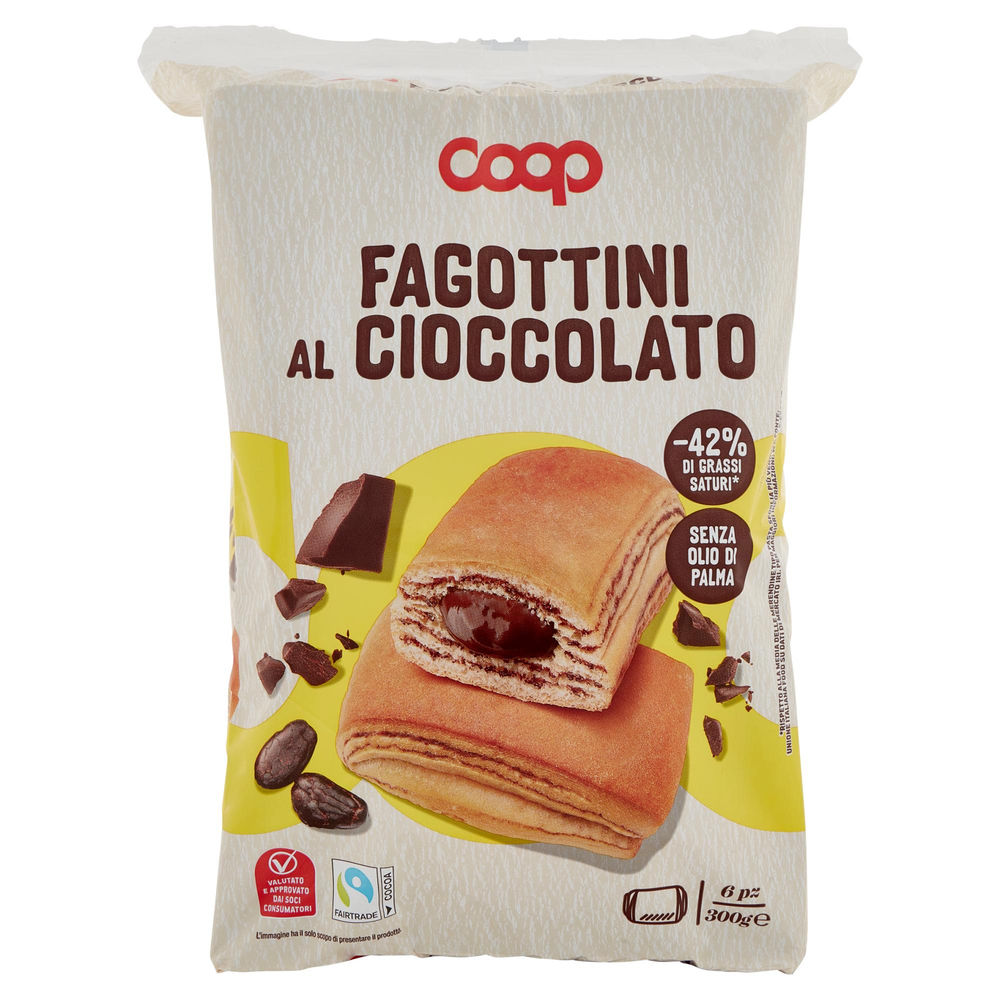 Fagottini con crema al cacao no palma coop scatola pz.6 g 300