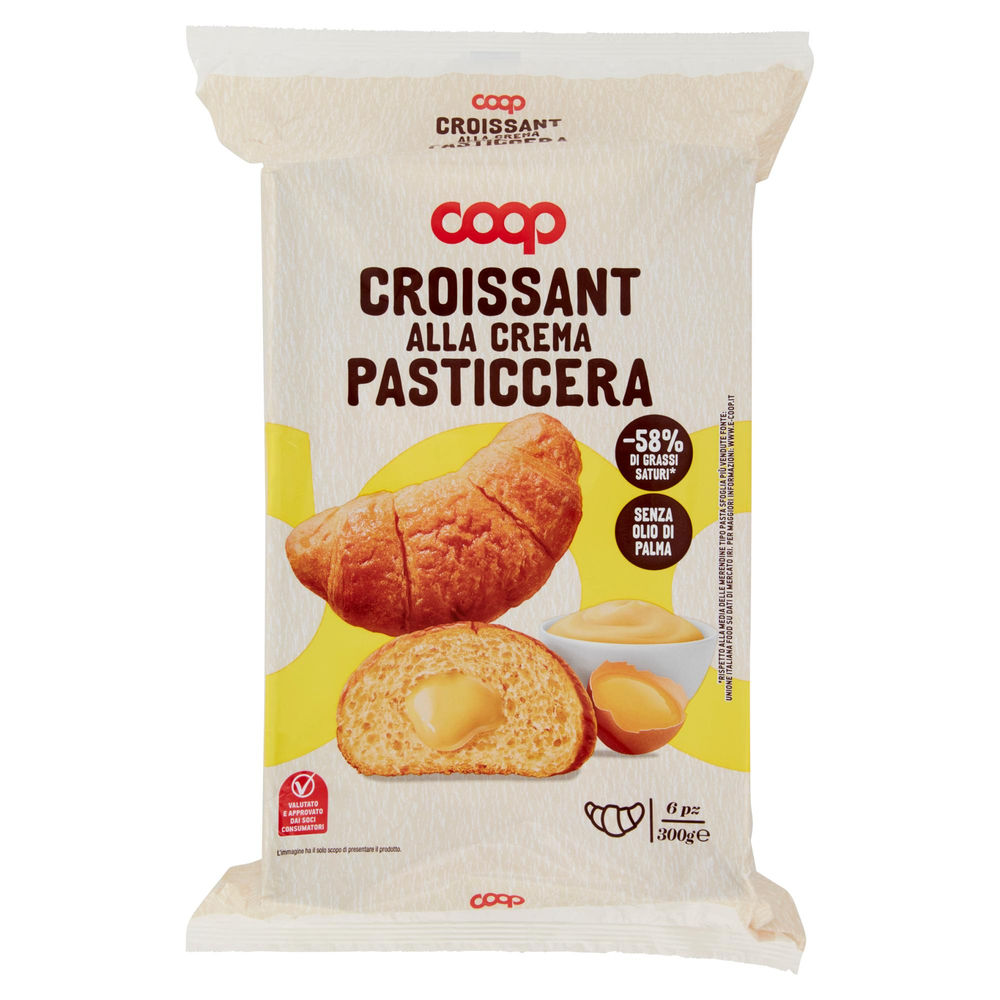 Merendine croissant con crema pasticcera coop no palma vaschetta pz.6 g 300