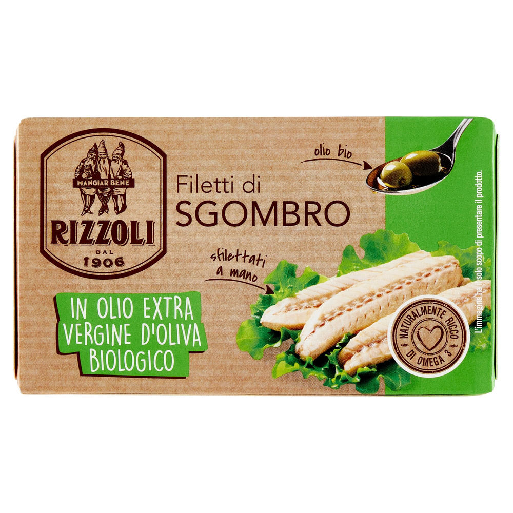 Filetti di sgombro in olio extra vergine biologico rizzoli  scatola g 90