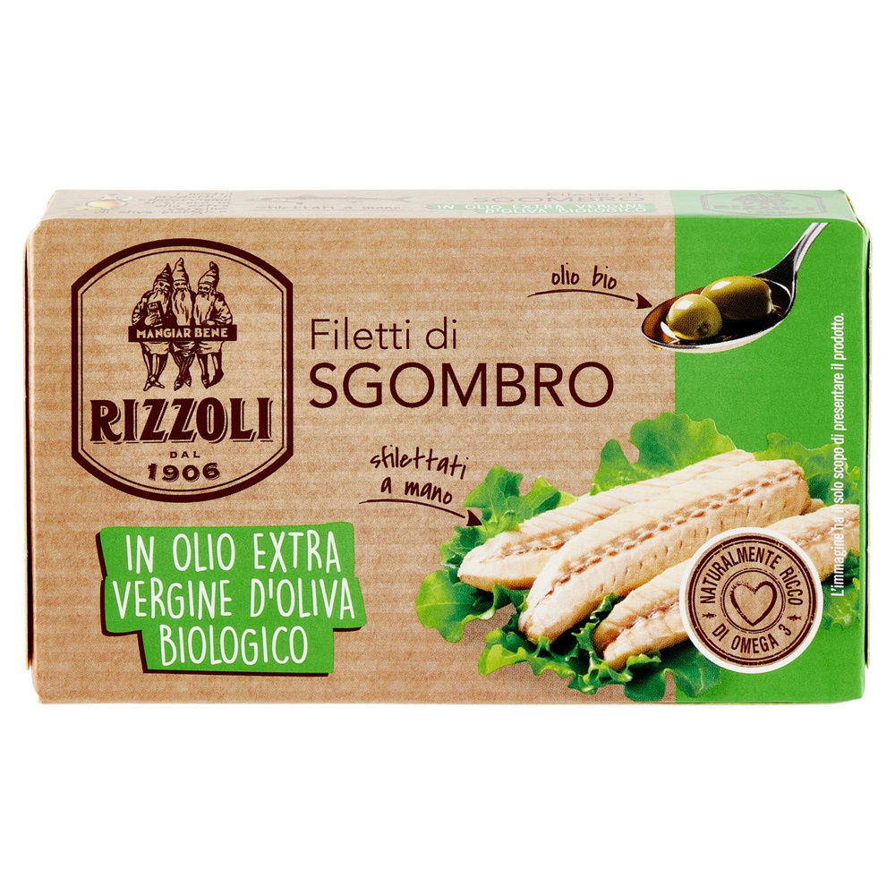 FILETTI DI SGOMBRO IN OLIO EXTRA VERGINE BIOLOGICO RIZZOLI  SCATOLA G 90 - 2