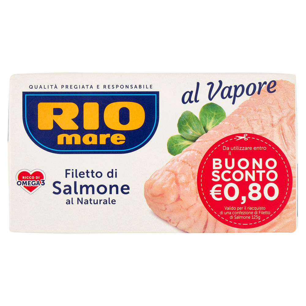 FILETTI DI SALMONE COTTI AL VAPORE NATURALI SCATOLA G 125 - 0