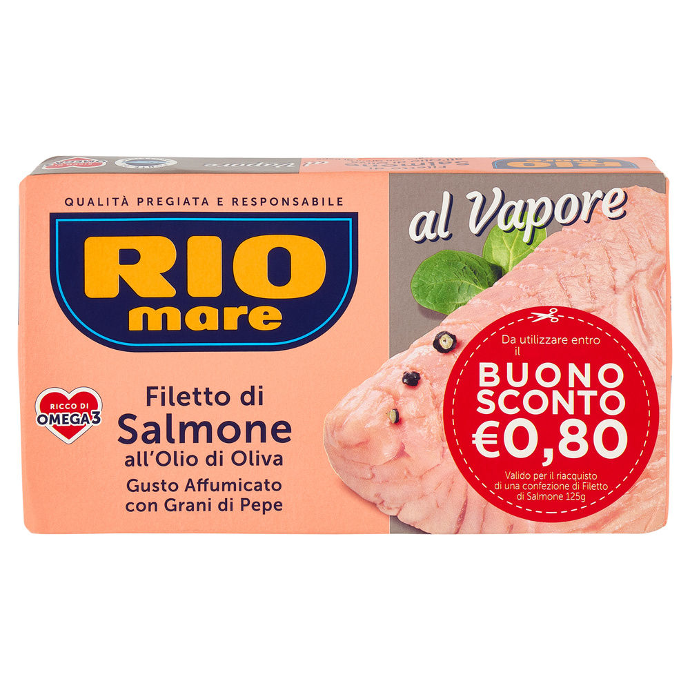 FILETTI DI SALMONE COTTI AL VAPORE AFFUMICATI RIO MARE SCATOLA G 125 - 5