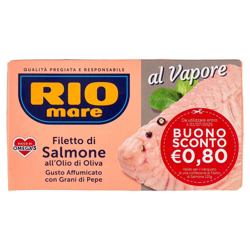 FILETTI DI SALMONE COTTI AL VAPORE AFFUMICATI RIO MARE SCATOLA G 125 - 6