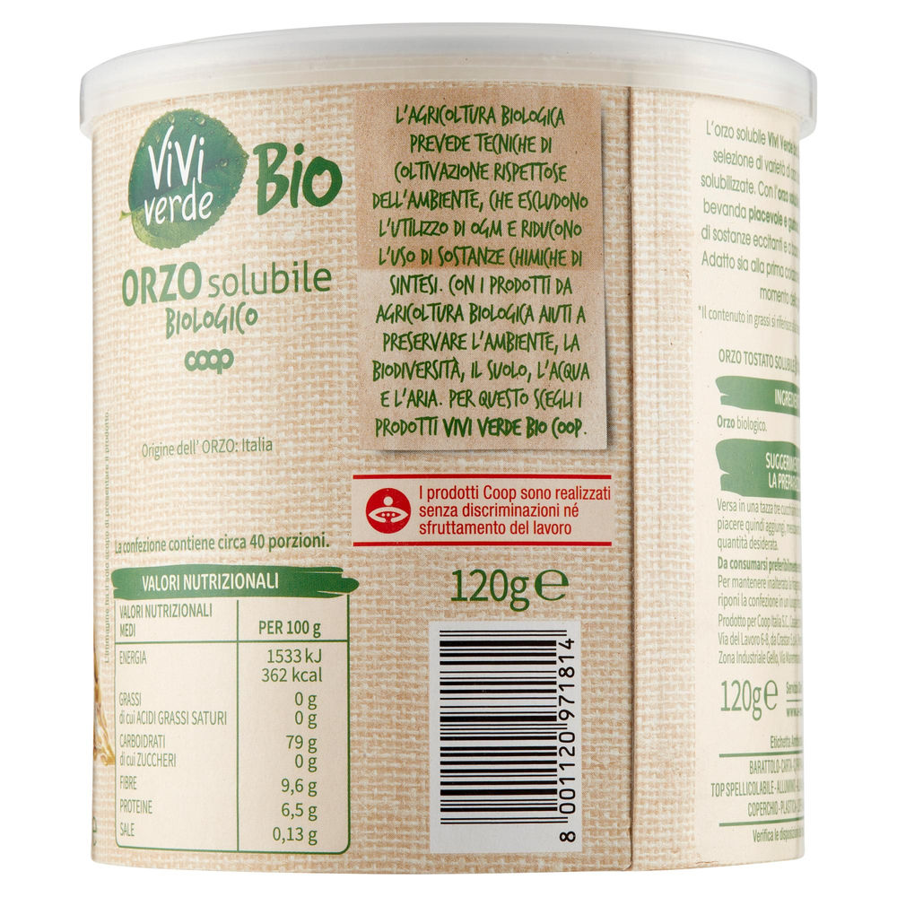 ORZO SOLUBILE VIVIVERDE COOP BIO BARATTOLO G 120 - 1