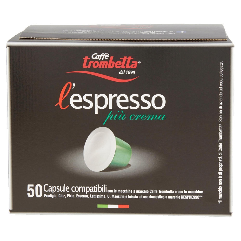 BOX CAFFÈ L'ESPRESSO PIU CREMA TROMBETTA X50 CAPS. - 2