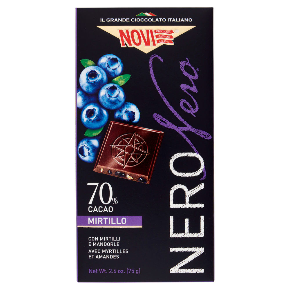TAVOLETTA NERO NERO MIRTILLO & MANDORLE NOVI INCARTO G 75 - 2