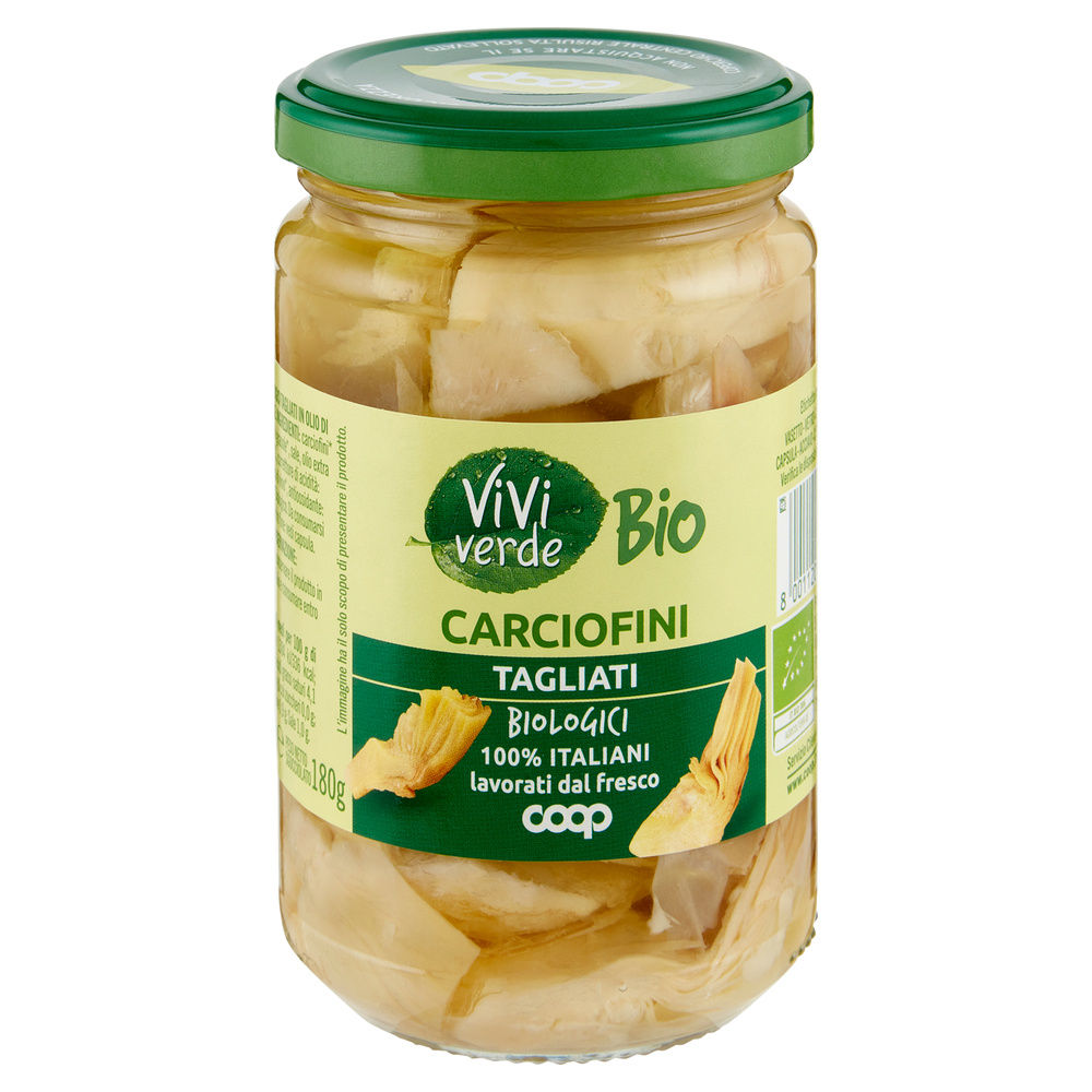 CARCIOFINI TAGLIATI BIO IN OLIO DI GIRASOLE VIVI VERDE COOP VASO VETRO G  280 - 5