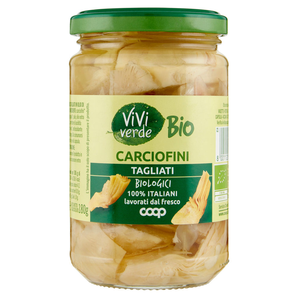 CARCIOFINI TAGLIATI BIO IN OLIO DI GIRASOLE VIVI VERDE COOP VASO VETRO G  280 - 7