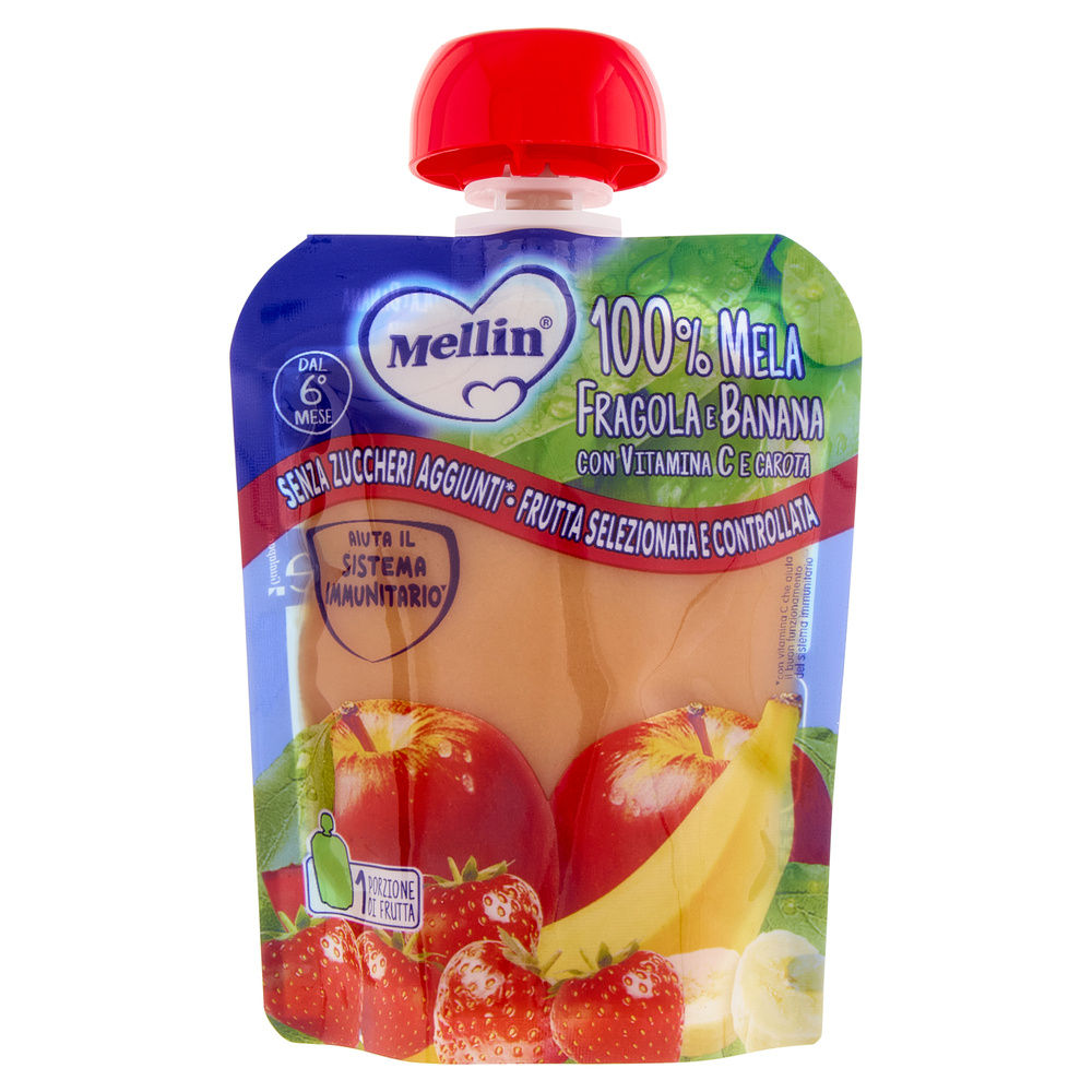 POUCH MELA FRAGOLA BANANA MELLIN CARTONE G 90 - 13