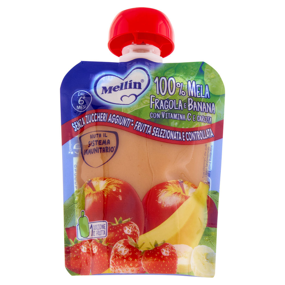 POUCH MELA FRAGOLA BANANA MELLIN CARTONE G 90 - 14