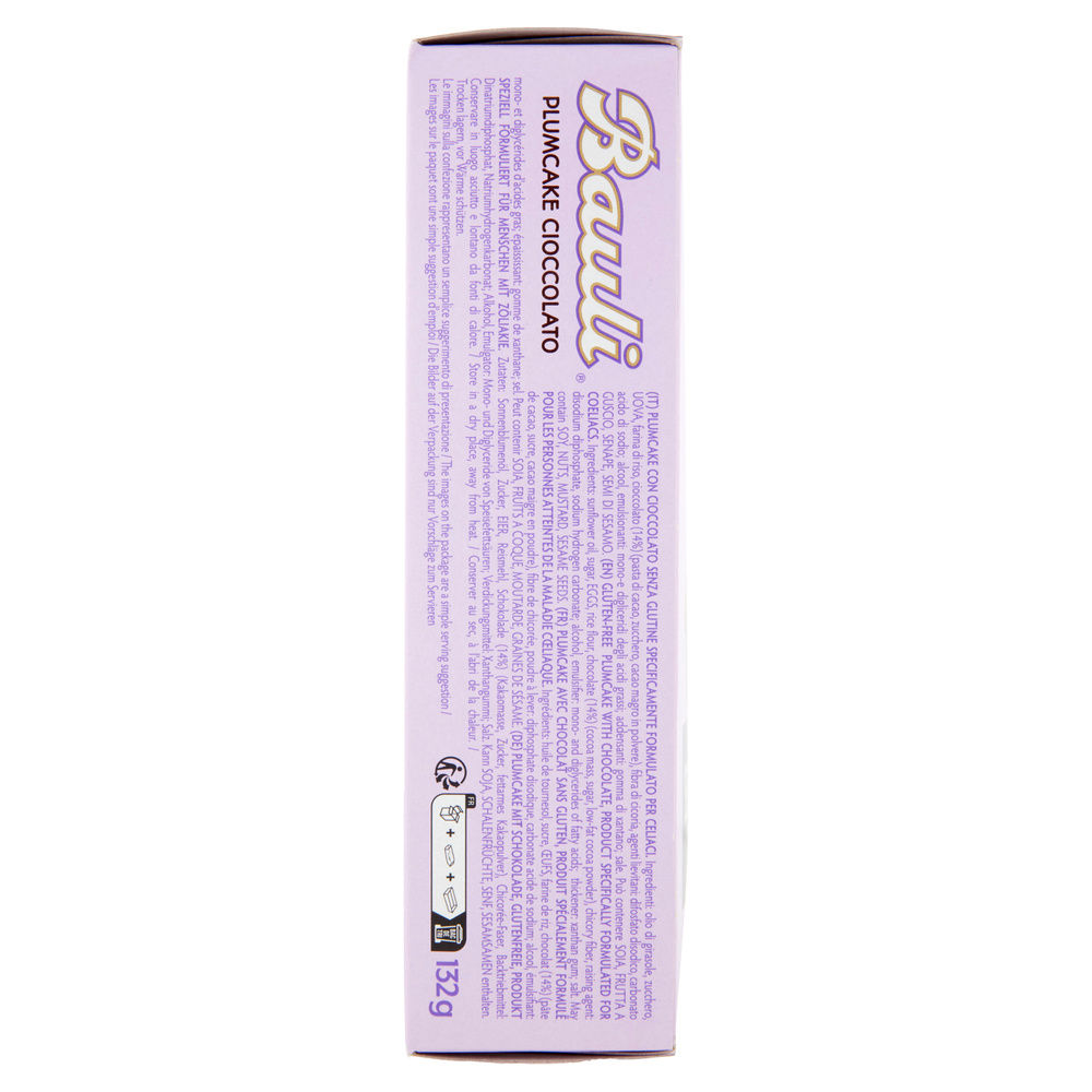 PLUMCAKE "SENZA" BAULI S/GLUTINE CIOCCOLATO G 132 - 4