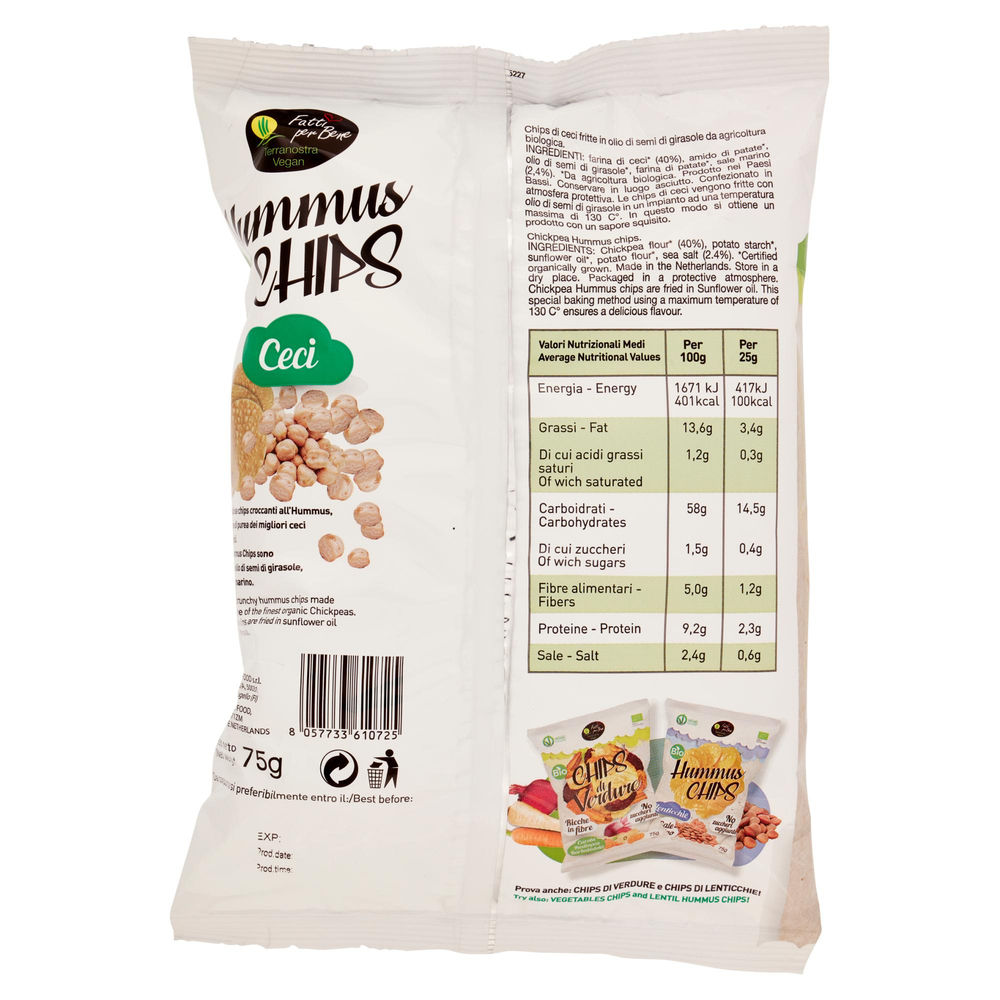 CHIPS DI CECI HUMMUS TERRA NOSTRA VEGAN 75G - 1