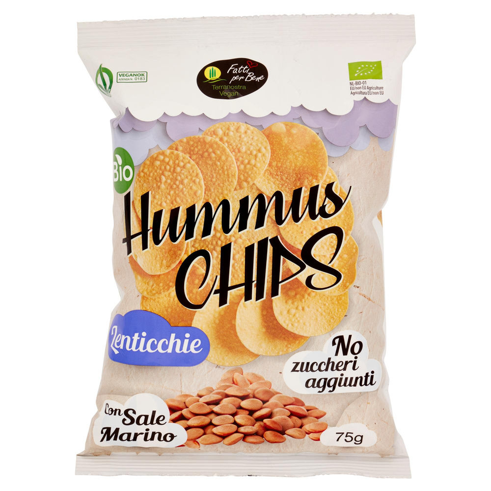 CHIPS DI LENTICCHIE HUMMUS TERRA NOSTRA  VEGAN 75G - 3