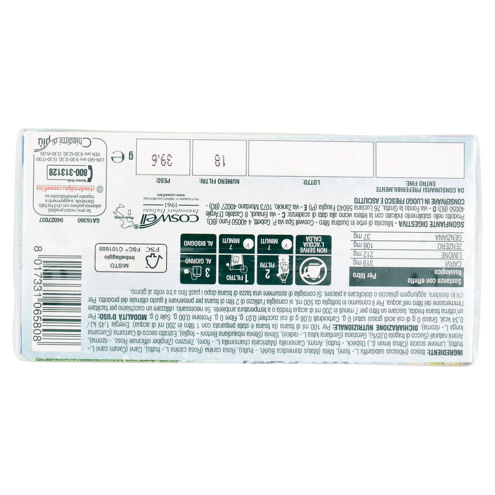 TISANA FREDDA SGONFIANTE DIGESTIVA L'ANGELICA SCATOLA 18FILTRI G 39,6 - 3