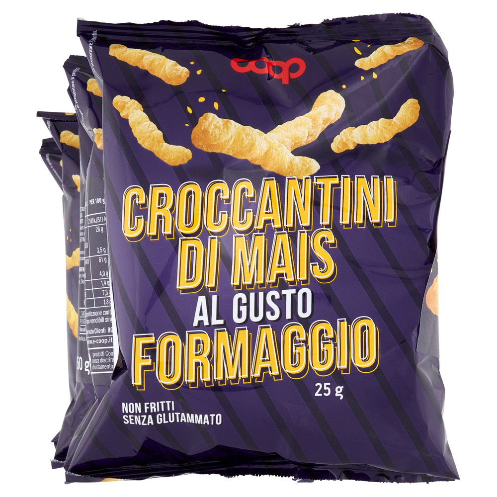 Croccantini di mais al formaggio coop no palma multipack g 150