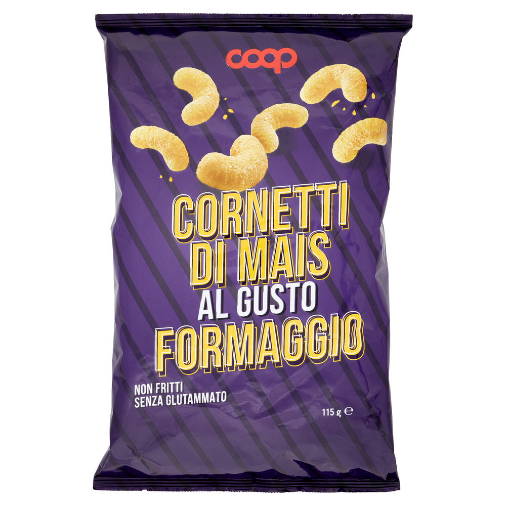 Cornetti di mais al formaggio coop no palma sacchetto g 115