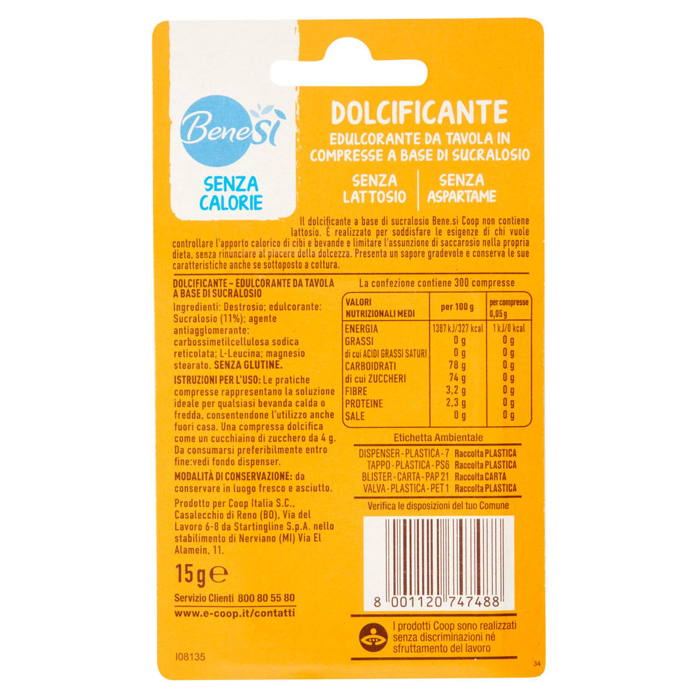 DOLCIFICANTE BENE SI' COOP BLISTER 300 CAPSULE G 15 - 1