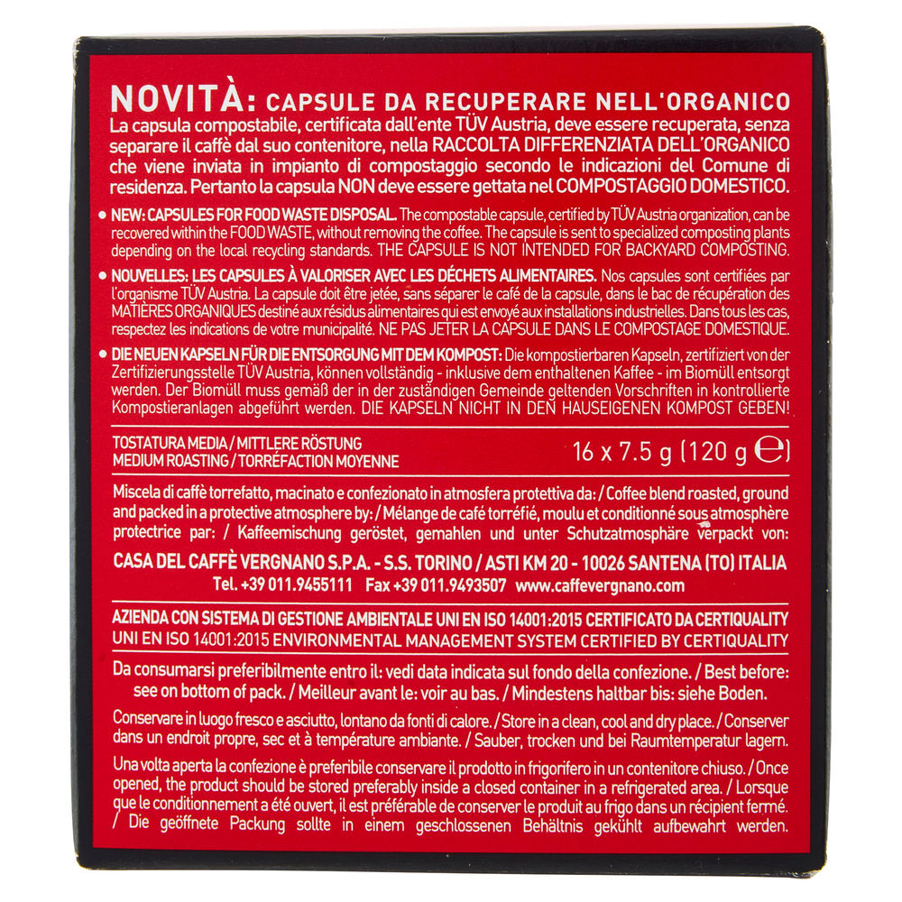 CAPS.COMPOST.CAFFE' CREMOSO VERGNANO COMP. A MODO MIO PZ.16 G 120 - 1