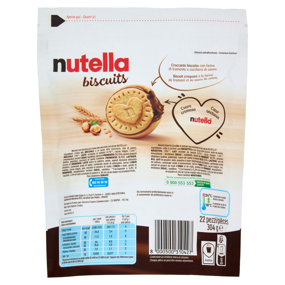 NUTELLA BISCUITS SACCHETTO G 304 - 12