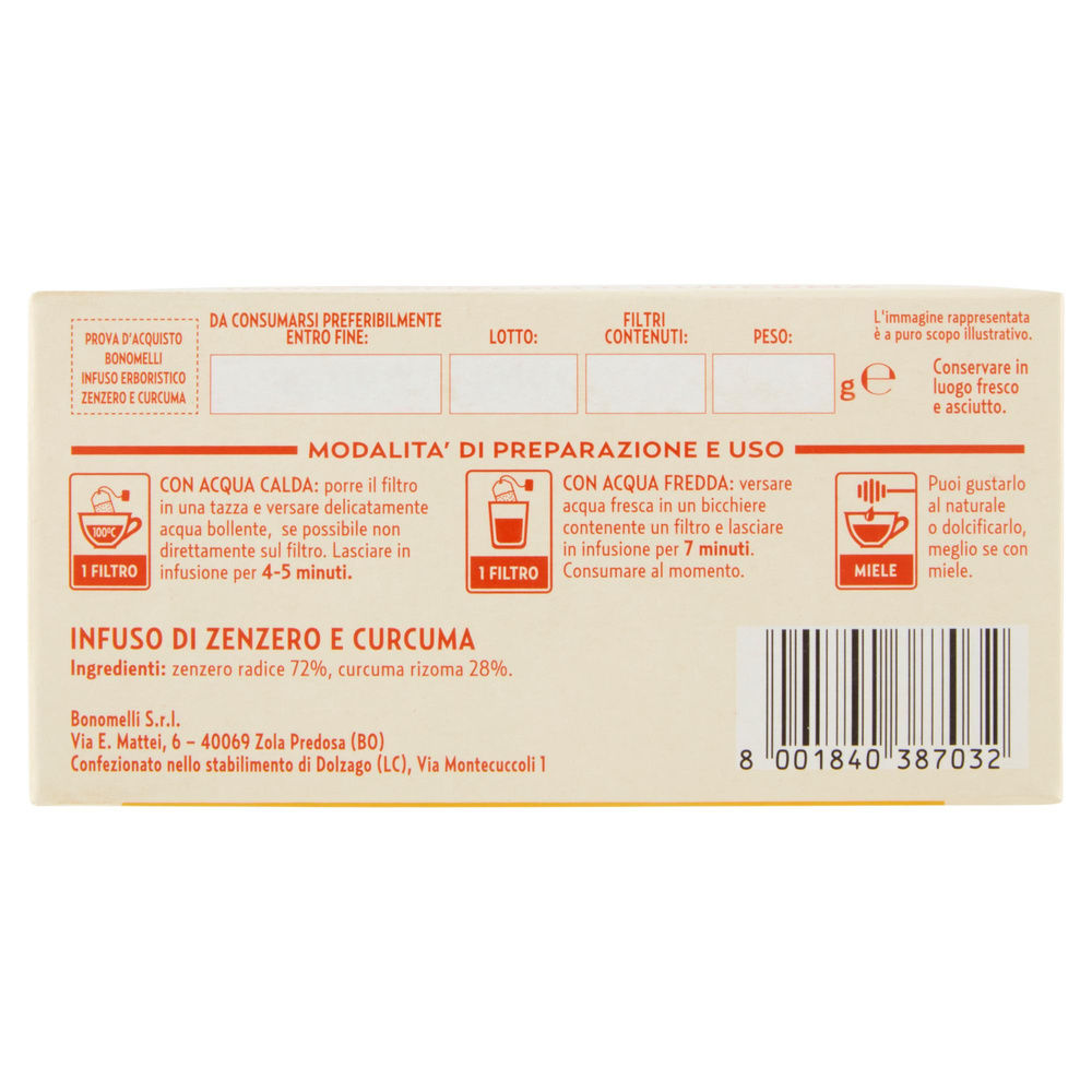 INFUSO BONOMELLI ZENZERO & CURCUMA 16 FILTRI G 32 - 6