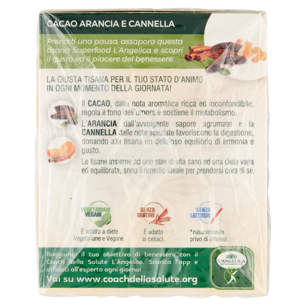 TISANA SUPERFOOD CACAO ARANCIA E CANNELLA L'ANGELICA 18F. G 39,6 - 7