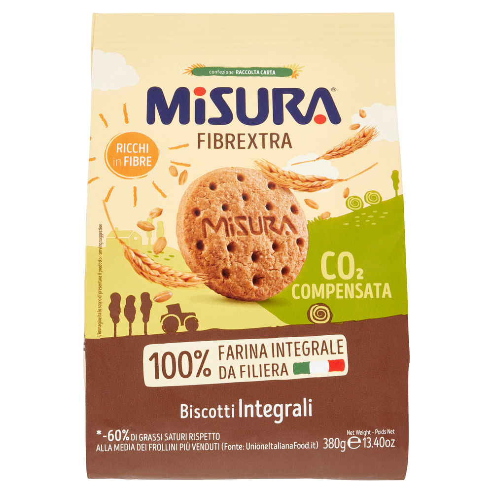 BISCOTTI INTEGRALI 100% FARINA INTEGRALE MISURA FIBREXTRA SACCHETTO G 380 - 0