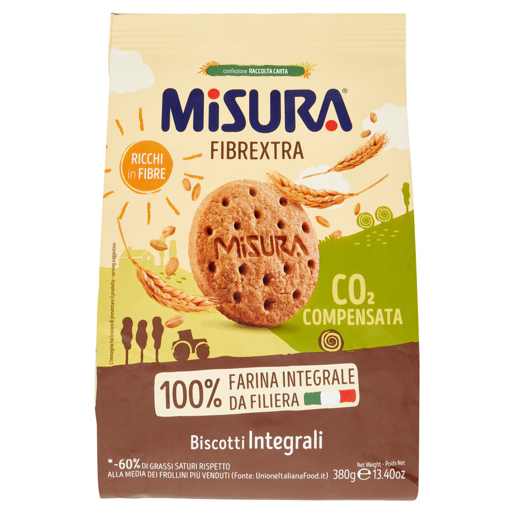 BISCOTTI INTEGRALI 100% FARINA INTEGRALE MISURA FIBREXTRA SACCHETTO G 380 - 2