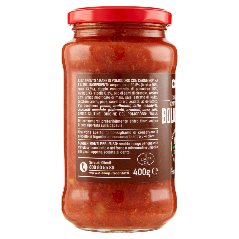 RAGU' CARNE ALLA BOLOGNESE COOP VASO VETRO G 400 - 5