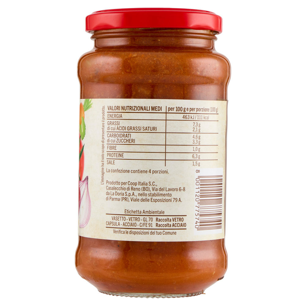 RAGU' CARNE ALLA BOLOGNESE COOP VASO VETRO G 400 - 11
