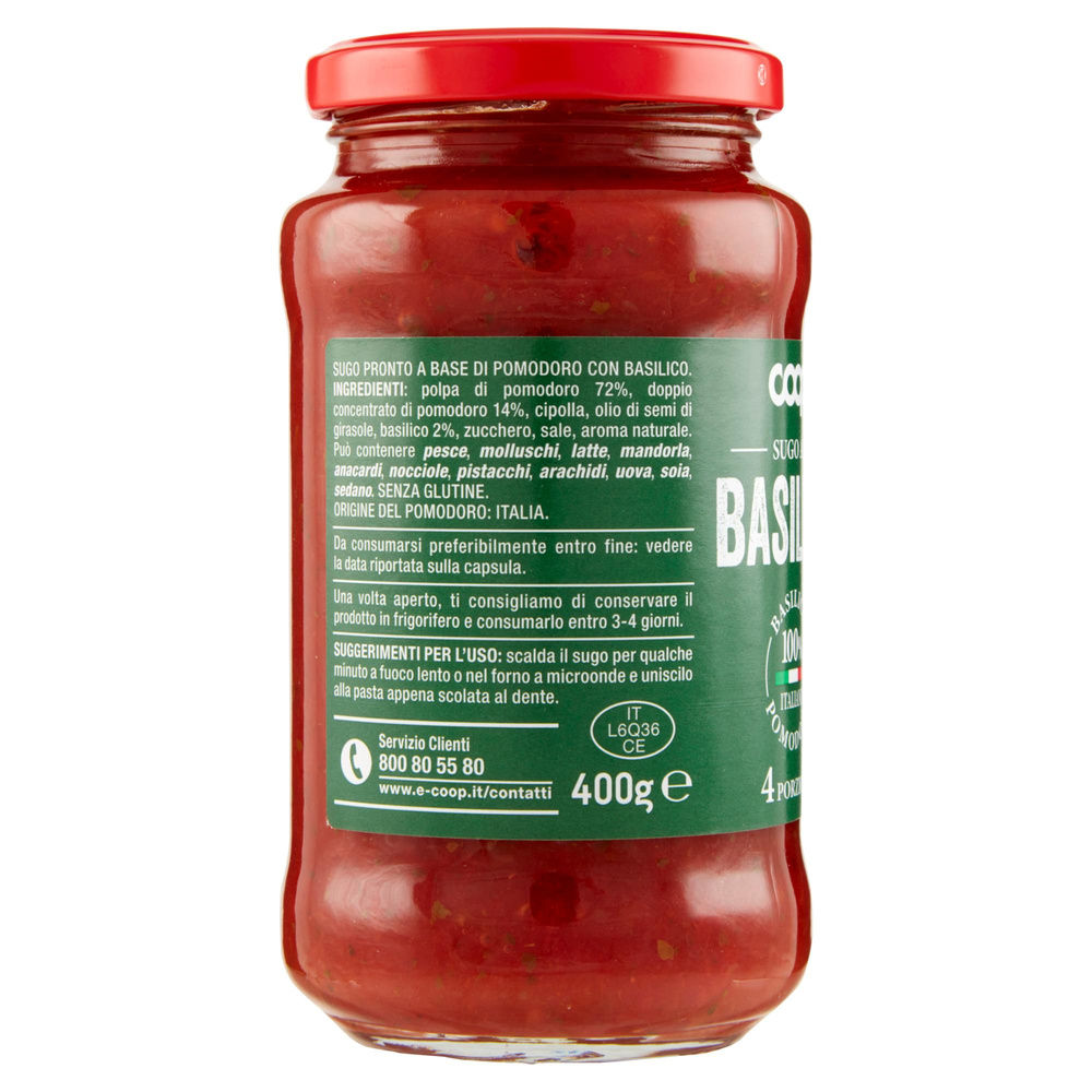 SUGO AL BASILICO COOP VASO VETRO G 400 - 2