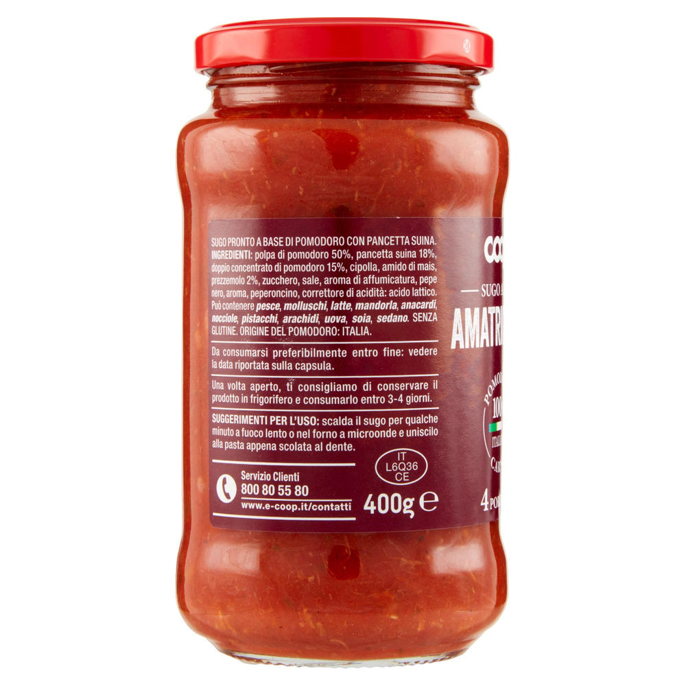 SUGO ALL'AMATRICIANA COOP VASO VETRO G 400 - 5