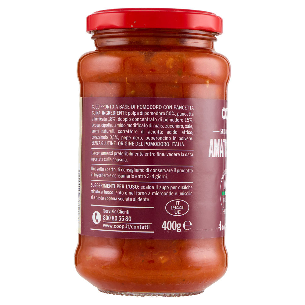 SUGO ALL'AMATRICIANA COOP VASO VETRO G 400 - 13