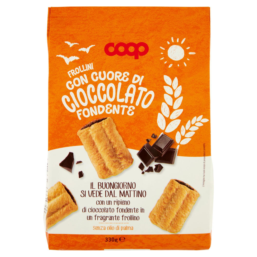 BISCOTTI FROLLINI CON CUORE DI CIOCCOLATO FONDENTE COOP G 330 - 3