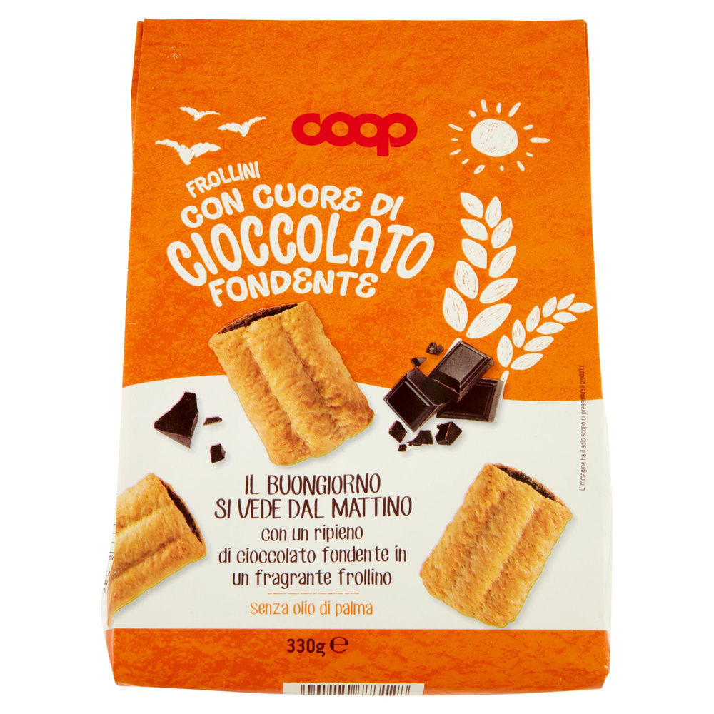 BISCOTTI FROLLINI CON CUORE DI CIOCCOLATO FONDENTE COOP G 330 - 2