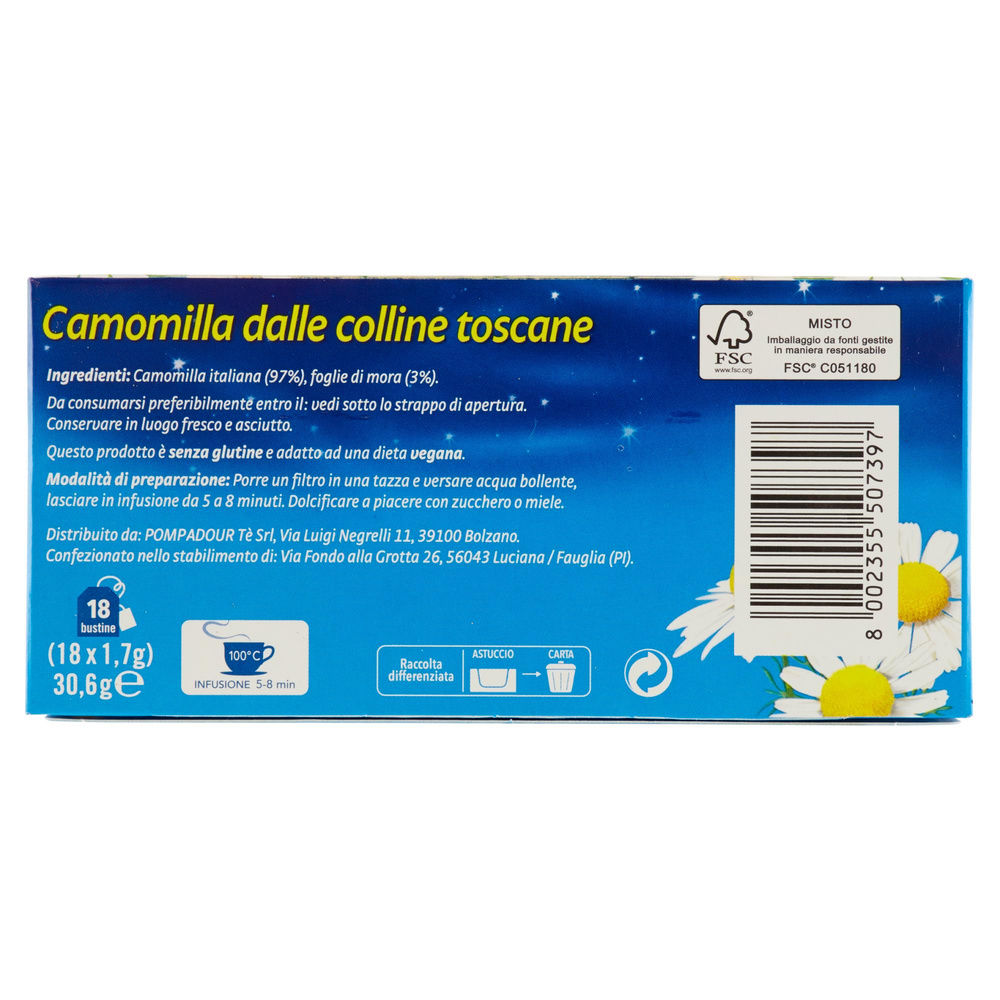 CAMOMILLA 100% ITALIANA POMPADOUR 18 FILTRI  SCATOLA G 30,6 - 7