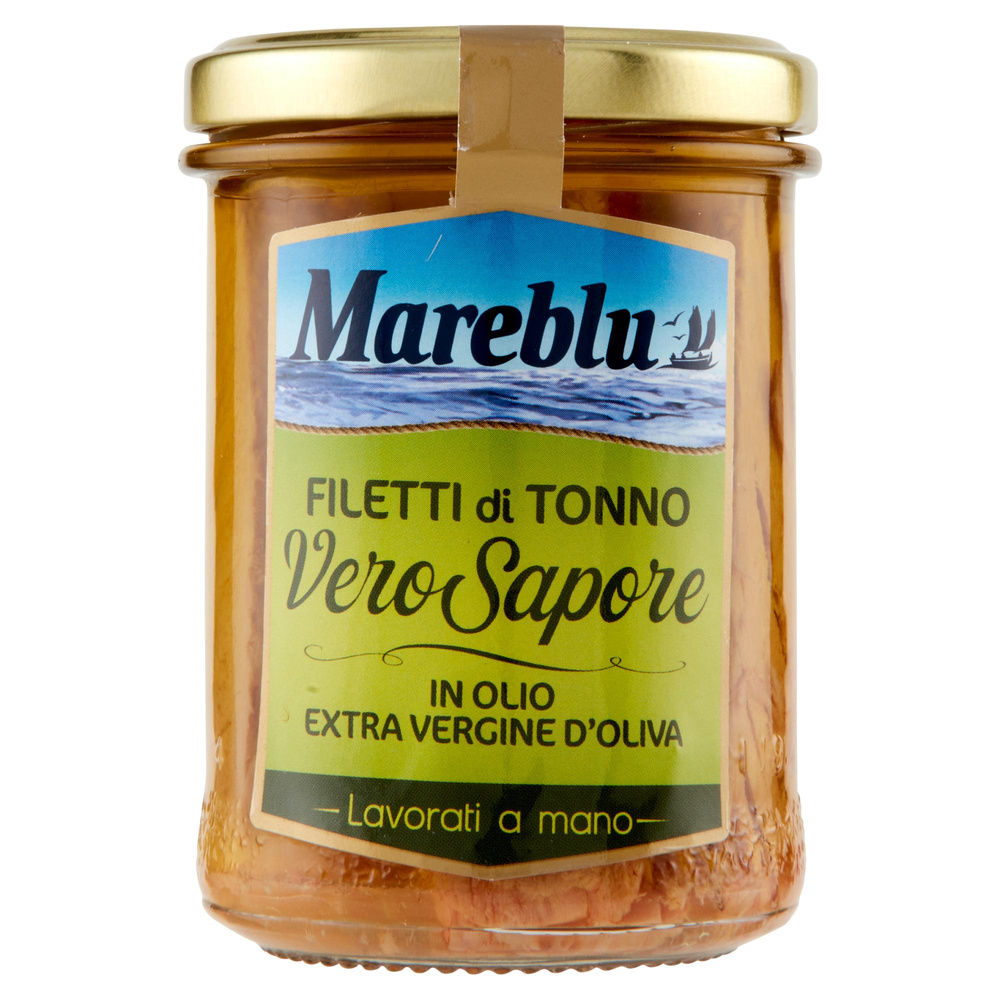 FILETTI TONNO MAREBLU OLIO EXTRA VERGINE D'OLIVA VERO SAPORE VETRO G 180 - 2