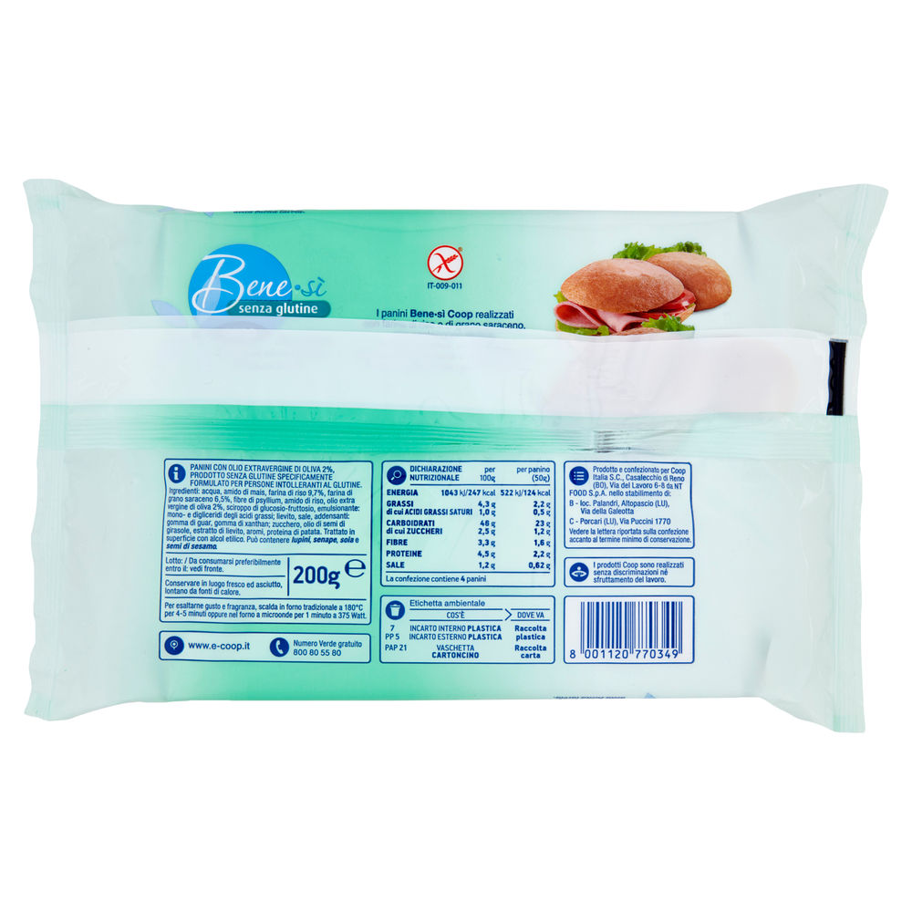 PANINI S/G CON OLIO EXTRAVERGINE DI OLIVA COOP BENESI VASCHETTA  ATM  G 200 - 1