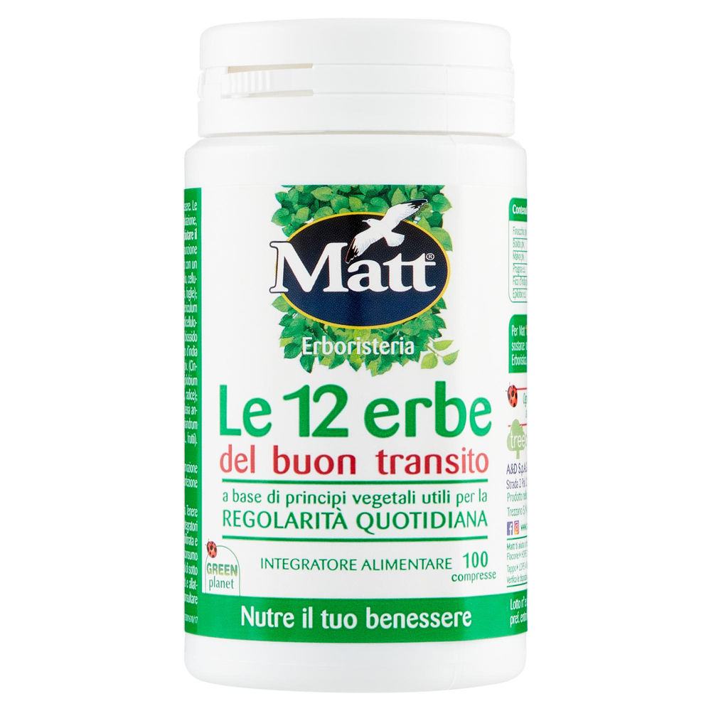 INTEGRATORE DIET. MATT&DIET LE 12 ERBE DEL BUON TRANSITO 100 CPR.BARATTOLO G50 - 0