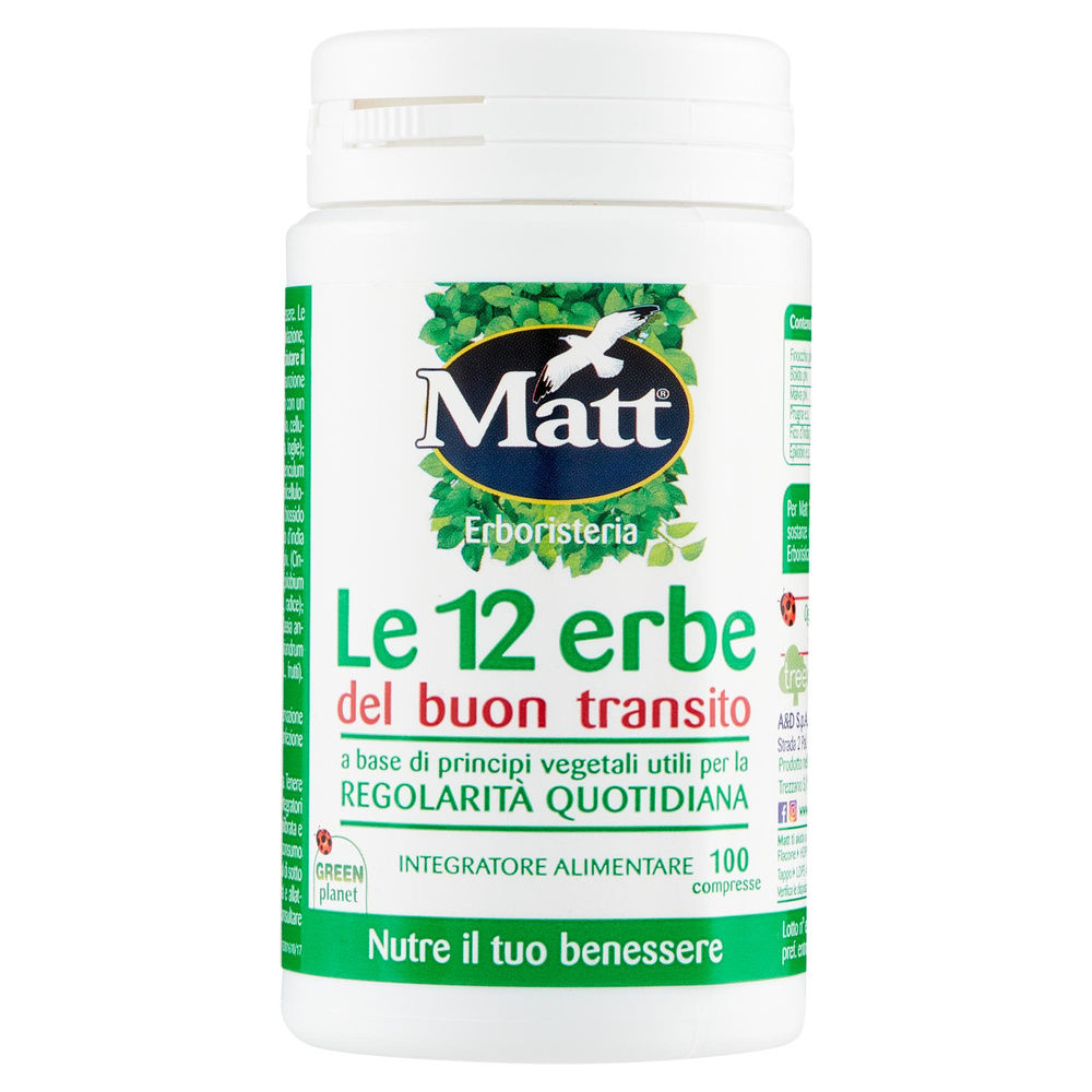 INTEGRATORE DIET. MATT&DIET LE 12 ERBE DEL BUON TRANSITO 100 CPR.BARATTOLO G50 - 2