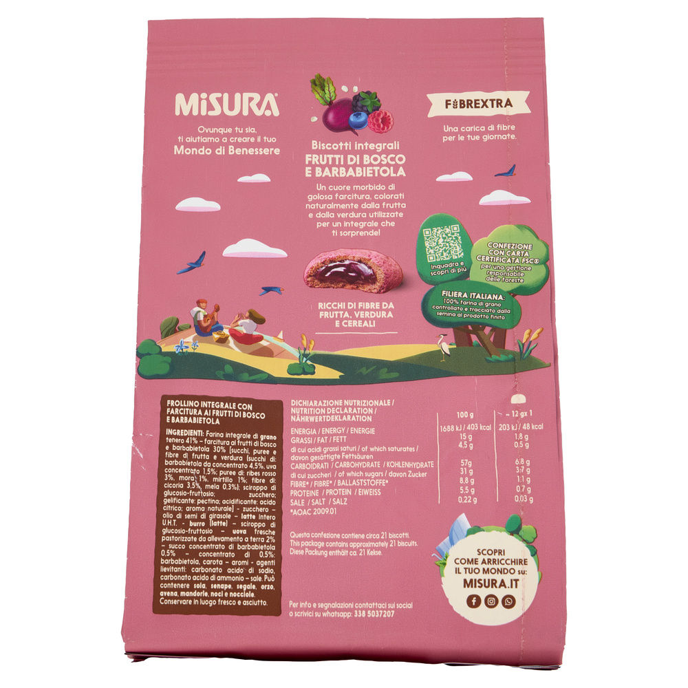 FROLLINI FIBREXTRA RIPIENI FRUTTI DI BOSCO E BARBABIETOLA MISURA G 260 - 1