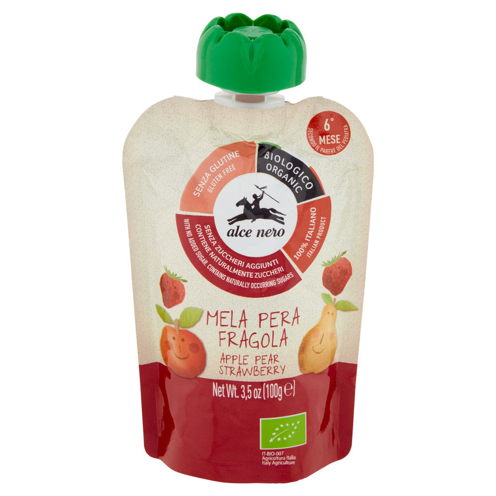 PUREA DI MELA, PERA E FRAGOLA IN DOYPACK BIO ALCE NERO BABY G 100 - 6